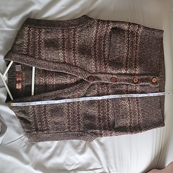 VINTAGE Brown and Maroon Fair Isle Kniy 100% Wool Vest - Mens M - Picture 7 of 7